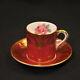 Paragon Cup & Saucer Demitasse Coffee Can Maroon Gold Scrollwork Rose 1938-1952