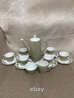 Rare service à café Johnson Brothers en 15 pièces Angleterre Couronne Taupe/champignon