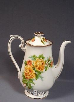 Royal Albert Yellow Tea Rose Bone China Coffee Cacao Set De Pot Vintage Angleterre