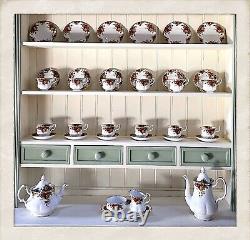 Royal Albert'old Country Roses' Cabinet Condition Tea Service Pour 12 Personnes Vgc