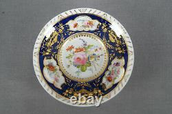 Royal Crown Derby Peint À La Main Cobalt Floral & Gold Demitasse Cup & Saucer 1938