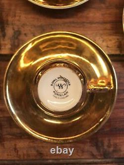 Royal Worcester Rare Vintage Gold Lustre Ensemble De Café Complet Emballage Original