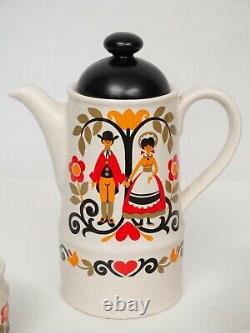 Sadler Scandi Folk Love Cafe Tea Set Pot Mugs Sugar Bowl Milk Jug Vintage
