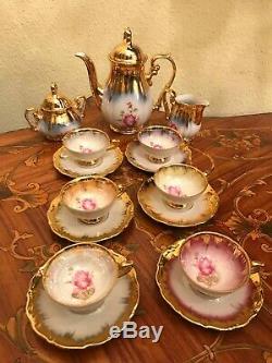 Service À Café Vintage En Porcelaine Bavaroise Rw Rudolph Wacther 6 Tasses 6