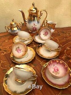 Service À Café Vintage En Porcelaine Bavaroise Rw Rudolph Wacther 6 Tasses 6