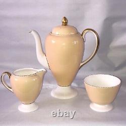 Service à café Antique 1939 Wedgwood April Beaded / porcelaine couleur caramel / Vintage