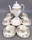 Service à Café Wedgwood Mirabelle 6 Tasses / Canettes, Cafetière, Bol. Porcelaine Fine Vintage.
