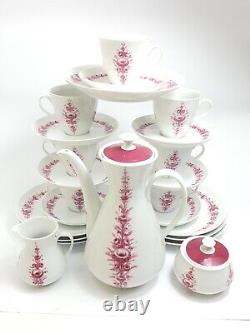 Service à café en porcelaine Fürstenberg de haute qualité pour 7 personnes, décor antique rouge