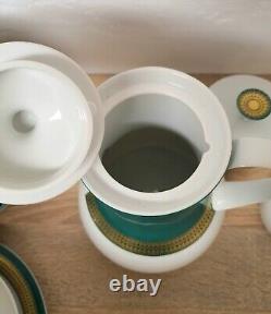 Service à café et thé en porcelaine vintage Thomas par Rosenthal Rotunda Green Gold, 21 pièces.