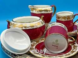 Service à café expresso en porcelaine vintage Wedgwood Whitehall Ruby Powder 10 pièces