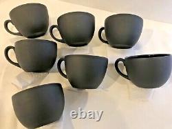 Service à café/thé Wedgwood Vintage Black Basalt Jasperware de 7 pièces fabriqué en Angleterre