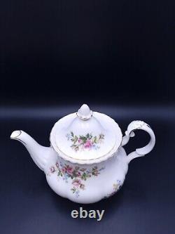 Service à thé Vintage Royal Albert Moss Rose avec théière pour 6 personnes - 1ère qualité