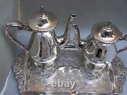 Service à thé / café en argent véritable Viner avec plateau de service - Trouvaille vintage rare