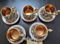 Service à thé et café italien R. Capodimonte Italie avec angelots - Porcelaine italienne vintage