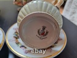 Service à thé et café italien R. Capodimonte Italie avec angelots - Porcelaine italienne vintage