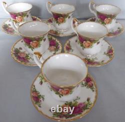 Service de 6 tasses à café et soucoupes Vintage Royal Albert Old Country Roses de 1962