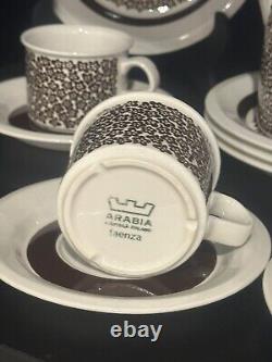 Service de tasses à café/thé Arabia Finland Brown Faenza, vintage