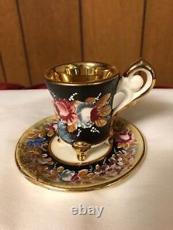 Set Capodimonte Vintage Cappuccino Avec Cafetière. Servit 12. Jamais Utilisé