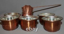 Set Vintage Copper Pot Café Turc Et 5 Coupes
