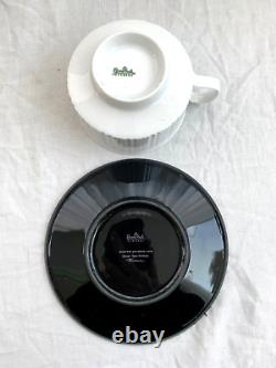 Tasse à café Rosenthal avec soucoupe x4 ensembles Studio Tapio Wirkkala Noir + Blanc Vintage