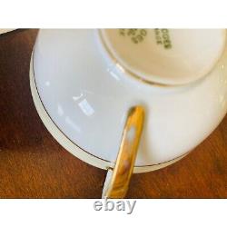 Tasse à café/thé en porcelaine de Limoges France avec bordure dorée, ensemble de 6 tasses et soucoupes vintage.