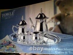 Towle 5 Pièces En Argent Pour Enfants Cafe & Tea Set Vintage 1990's