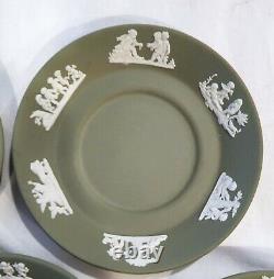 Vintage 1950s Set/8 Wedgwood Sage Green Jasperware Demitasse Coffee Cups/saucers