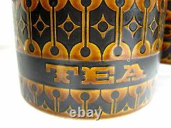 Vintage 4 Pièces Hornsea England Heirloom Brown Set Farine, Sucre, Thé, Café