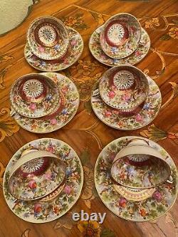 Vintage 6 Tasses 6 Soucoupes Allemagne Bavière Rococo Porcelain Coffee Set