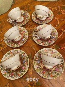 Vintage 6 Tasses 6 Soucoupes Allemagne Bavière Rococo Porcelain Coffee Set