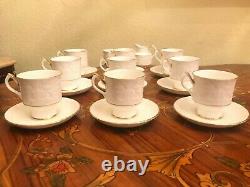 Vintage 9 Tasses 9 Soucoupes Anglais Staffordshire Porcelain Coffee Ensemble