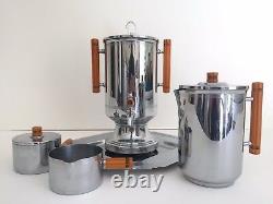 Vintage Années 1930 Art Déco Farberware Chrome Bakelite Coffee & Tea Service 8pc Set