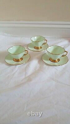 Vintage Art Deco Hammersley And Co Tea Set Pale Green And Gold Guilded Design