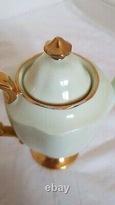 Vintage Art Deco Hammersley And Co Tea Set Pale Green And Gold Guilded Design