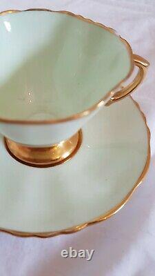 Vintage Art Deco Hammersley And Co Tea Set Pale Green And Gold Guilded Design