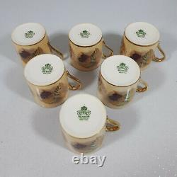 Vintage Aynsley Coffee Set Tasses Saucers Boîte Originale Orchard Or Signé D Jones