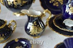 Vintage Bareuther Echt Cobalt Bavaria Porcelain Coffee Set 6 Tasses Allemagne 24 Pcs