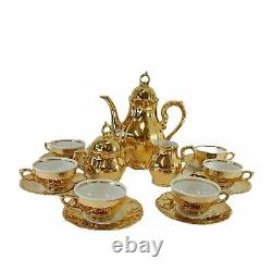 Vintage Bavaria Gold Demitasse Tea Espresso Cafe Pot Cup Saucer Set Sert 6