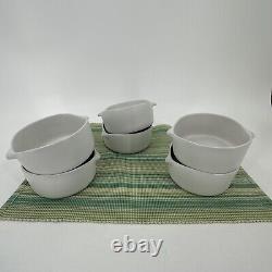 Vintage Bennington Pottery Vermont White Lug Soup Bowls 1641 5 X 2.5 Ensemble De 6