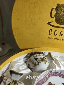 Vintage CC&T pour café et thé Ensemble de poignées en forme de papillon MIB