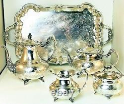 Vintage Community Ascot 5 Piece Victorian Silver Plate Tea/coffee Set