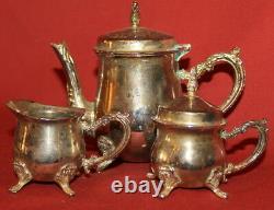 Vintage Décoratif Silverplated Footed Small Tea & Coffee Set