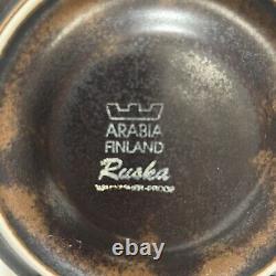 Vintage Finland Arabia Ruska Cups & Saucers Ensemble De 6 Grès Brun Chocolat