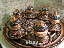 Vintage Handmade Copper Turkish Coffee & Espresso Serving Setottoman Style -6cups