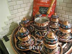 Vintage Handmade Copper Turkish Coffee & Espresso Serving Setottoman Style -6cups