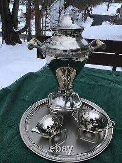 Vintage Manning Bowman & Co Metalware Café Percolateur Électrique / Ensemble De Service Urn