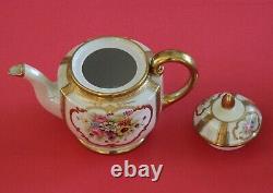Vintage Noritake Tea/cafee Pot Set Tasses Saucers Roses Roses Or Incrustées