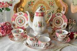 Vintage Porcelaine Royal Albert Lady Carlyle Coffee Set Bone China England For 2