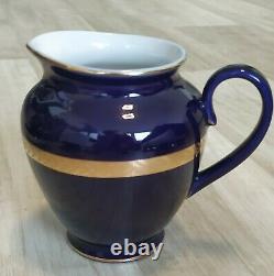 Vintage Porcelaine Tea Coffee Set Urss Soviet Lfz Lomonosov Cobalt Signé
