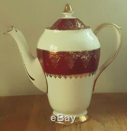 Vintage Red & Gold Collingwood Bone China Coffee Set Est 1796 Marble Arch Londres
